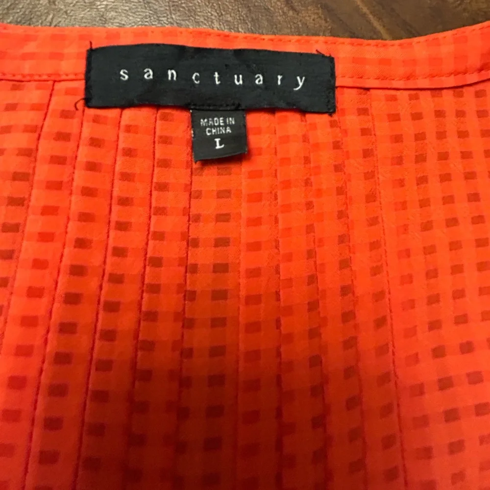 Sanctuary Women's Orange Top with Flared Sleeves Size Large EUC - Picture 6 of 7